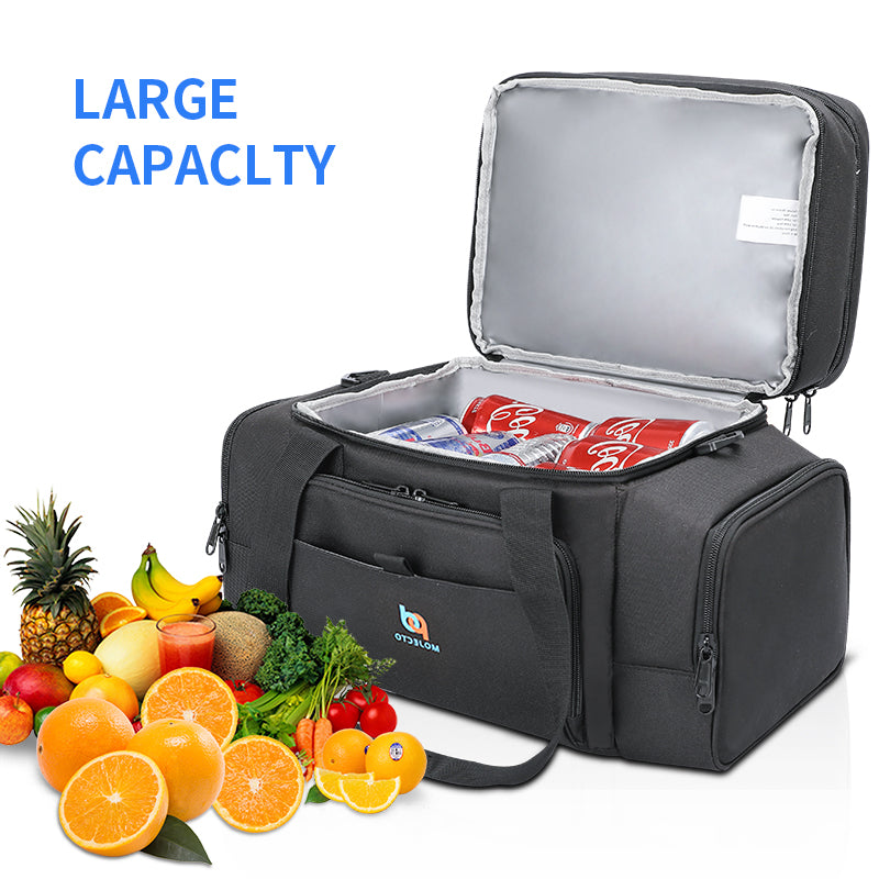 Leakproof Cooler Lunch Bag (16.5x12x9 In). Multiple Insulated Compartments, Heavy Duty Fabric.