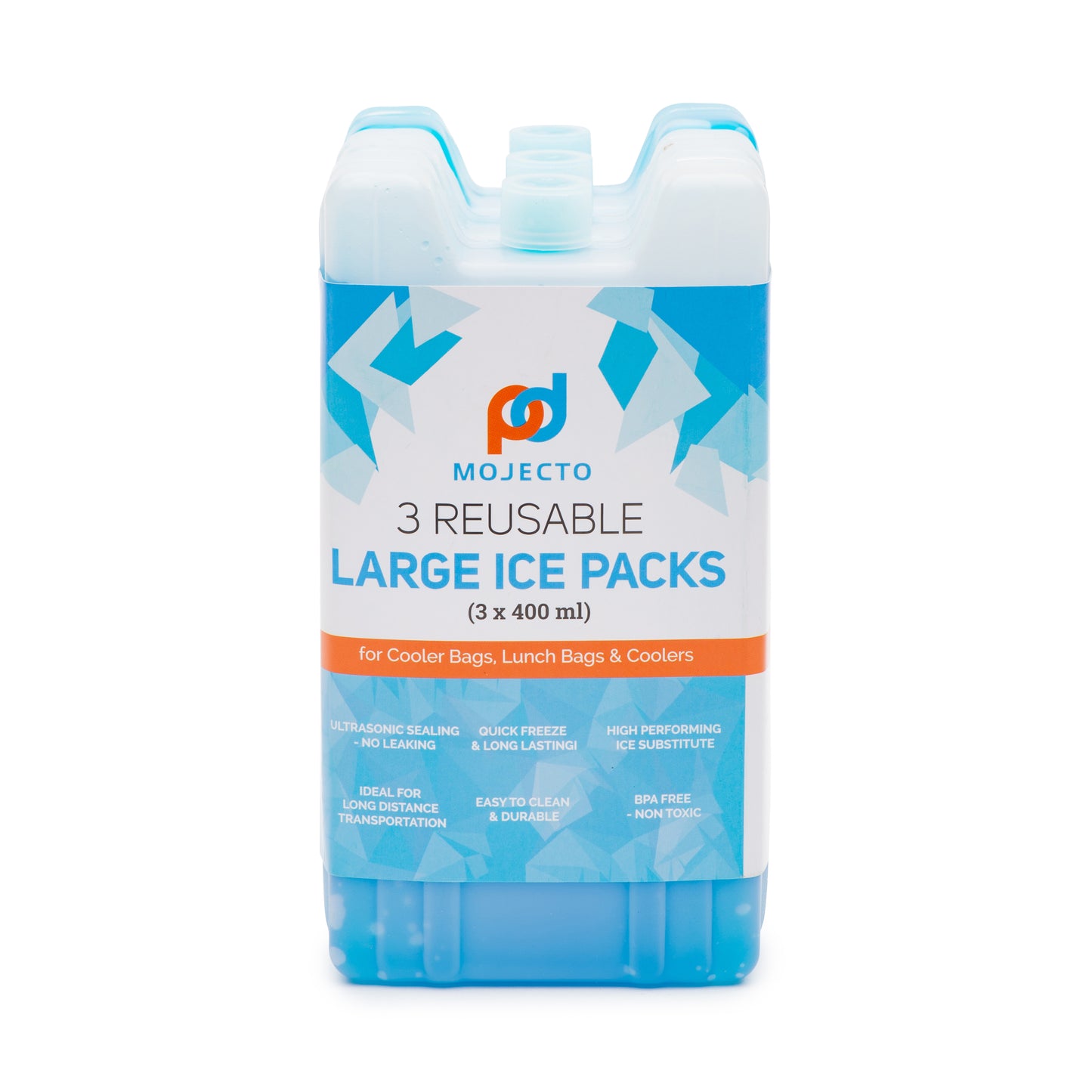 Large Tall Cooler Bag Plus 3-Pack Thick Ice Pack.